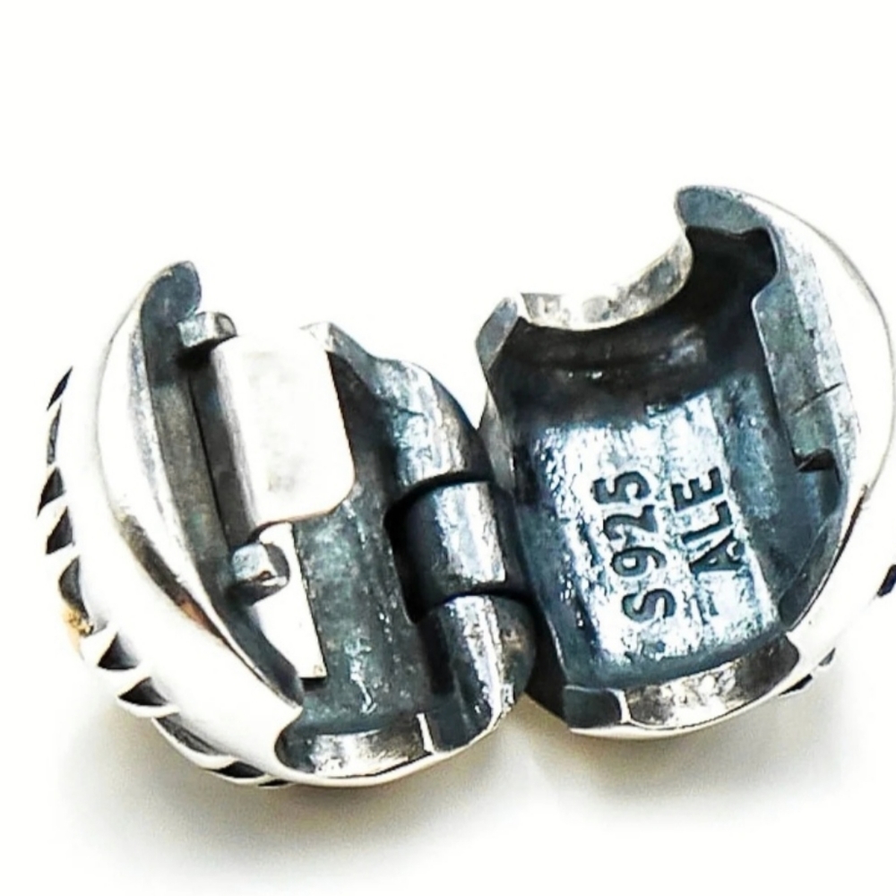 PAIR of Pandora clips 14K accent retired "Flower friendship " - Picture 8 of 16